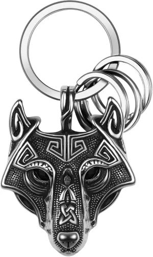 OIDEA Norse Viking Keychain for Men: Vintage Celtic Knot Wolf Head Key Chain Key Rings Amulet Jewelry Gift for Mens