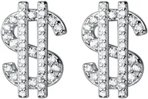 ONLYJUMP Crystal Dollar Sign Symbol Drop Dangle Earrings for Women Rhinestone Dollar Money Stud Earrings Elegant Earrings for Fashion Jewelry Gifts (Silver stud)