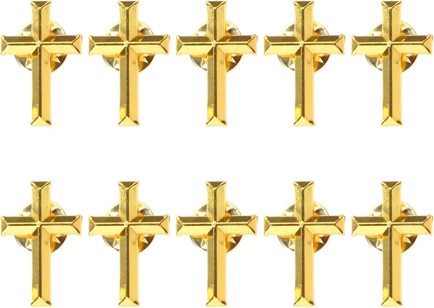 Pack of 10 Cross Brooch Metal Badge Pin Stylish Lapel Pin Cross Brooch Alloy Material Religious Pins for Outfits