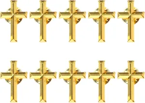 Pack of 10 Cross Brooch Metal Badge Pin Stylish Lapel Pin Cross Brooch Alloy Material Religious Pins for Outfits