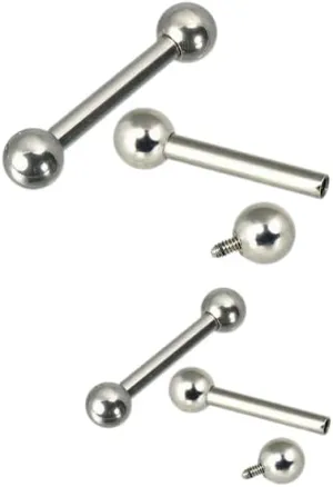 Pair 316L Surgical Steel 12G 5/8" Internal Threaded Tongue Ring Barbells Body Unique Jewelry Delicate Design Piercing Steel Surgical For Women