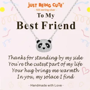 Panda Necklace for Women, 925 Sterling Silver Cubic Zirconia Hypoallergenic Cute Necklaces Jewelry Panda Gift for Girlfriend Ladies, Teen Girl Christmas Gifts with Lovely Cards
