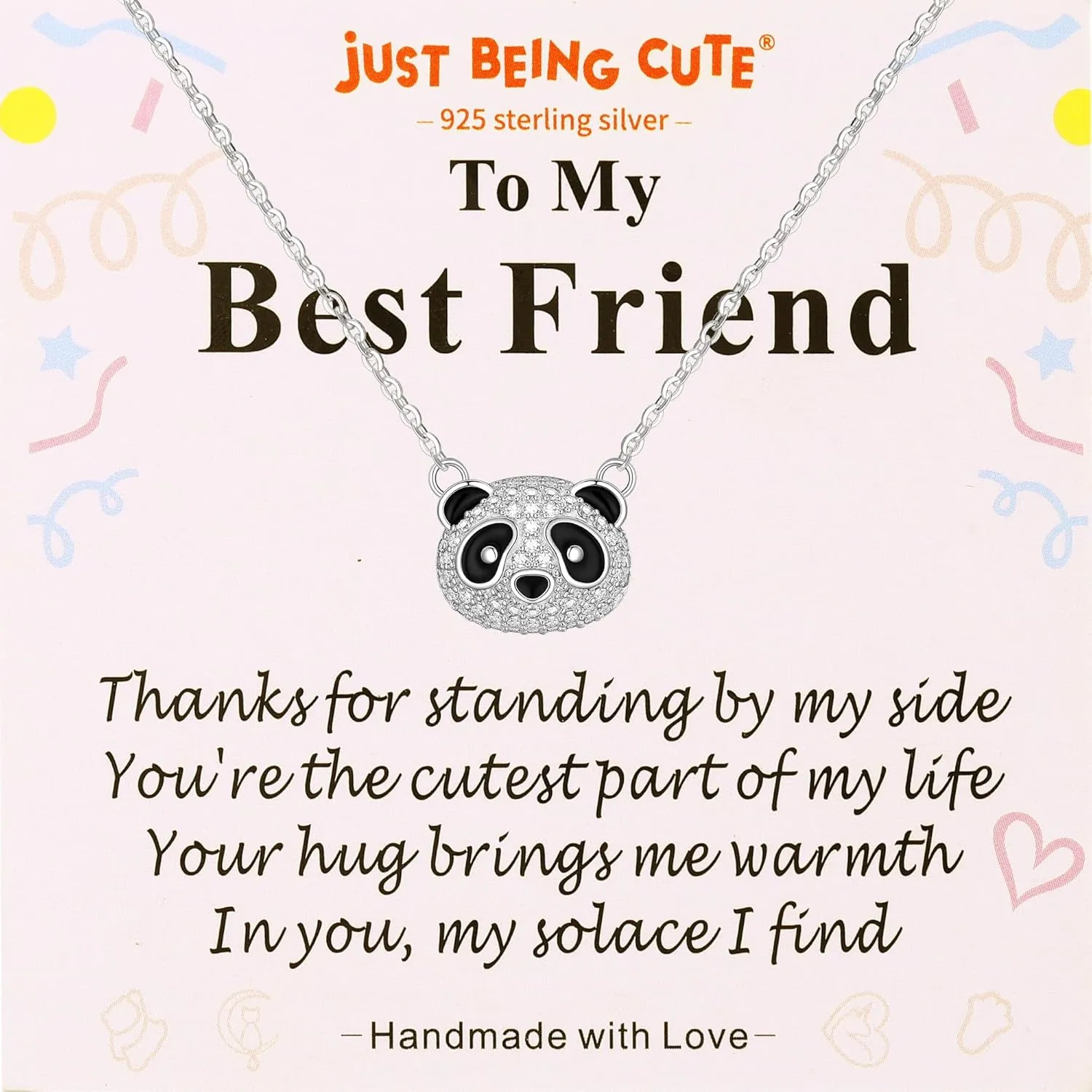Panda Necklace for Women, 925 Sterling Silver Cubic Zirconia Hypoallergenic Cute Necklaces Jewelry Panda Gift for Girlfriend Ladies, Teen Girl Christmas Gifts with Lovely Cards