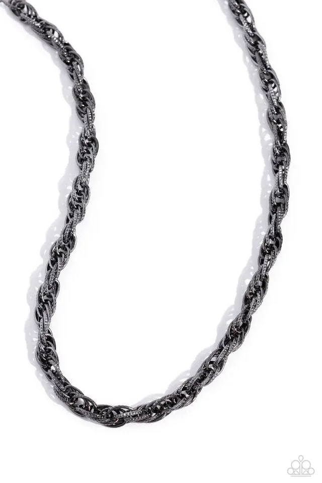 Paparazzi Necklace ~ Braided Ballad - Black