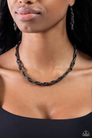Paparazzi Necklace ~ Braided Ballad - Black