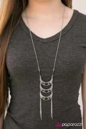 Paparazzi Necklace ~ Morning, MOON, and Night - Black