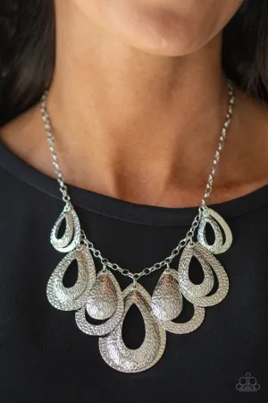 Paparazzi Necklace ~ Teardrop Tempest - Silver