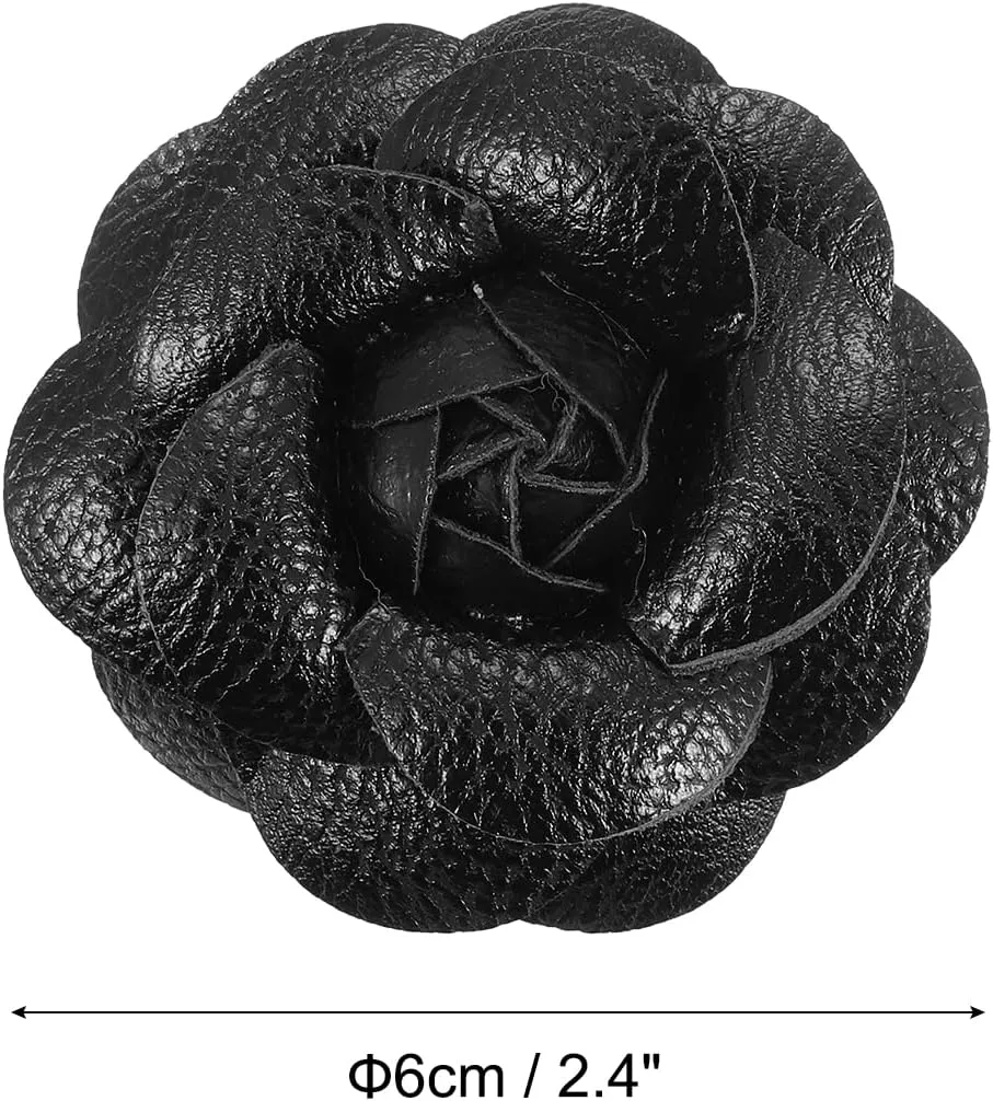 PATIKIL Flower Hair Clips, Camellia Hairpin Floral Brooches Pin Handmade Leather Flower Brooch for Lady Bridal Women Hat Dress