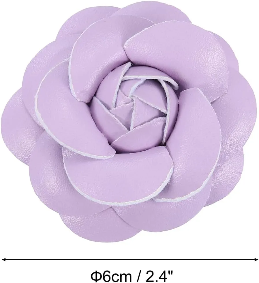 PATIKIL Flower Hair Clips, Camellia Hairpin Floral Brooches Pin Handmade Leather Flower Brooch for Lady Bridal Women Hat Dress