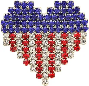 Patriotic USA Independence Brooch for Women Men Crystal Cubic Zirconia Accessories Lapel Pin American Flag Brooches Display Memorial Veterans Day The Day of July 4th holiday Festival Party Gift