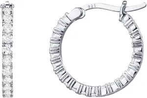 PAVOI 14K Gold Plated 925 Sterling Silver Post Cubic Zirconia Hoop Earrings for Women | Elegant Inside Out CZ Stone Hoop Earrings
