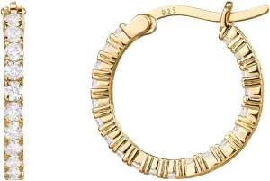 PAVOI 14K Gold Plated 925 Sterling Silver Post Cubic Zirconia Hoop Earrings for Women | Elegant Inside Out CZ Stone Hoop Earrings