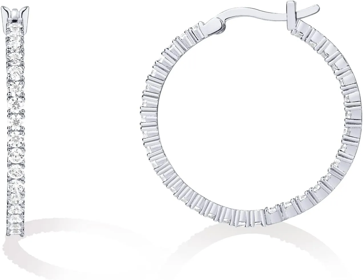 PAVOI 14K Gold Plated 925 Sterling Silver Post Cubic Zirconia Hoop Earrings for Women | Elegant Inside Out CZ Stone Hoop Earrings