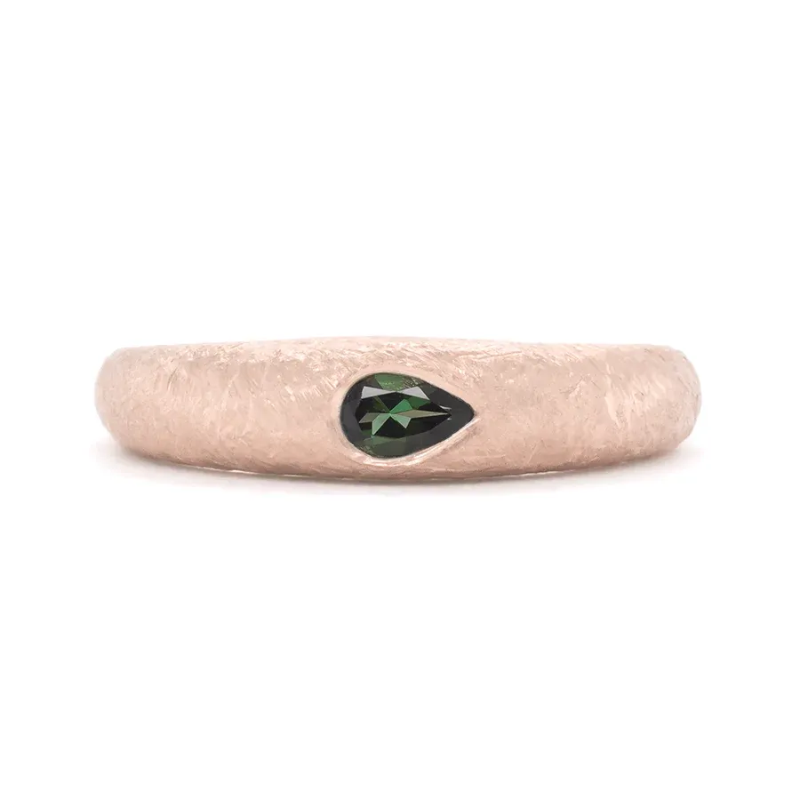 Pear Green Tourmaline 'Boulder' Bombe Ring