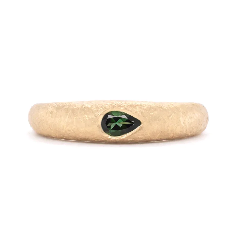 Pear Green Tourmaline 'Boulder' Bombe Ring