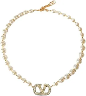 Pearl earrings necklace set women elegant vintage pearl letter pendant earrings handmade pearl necklace with cubic zirconia jewelry for brides, bridesmaids, mother's day, daily commuter jewelry