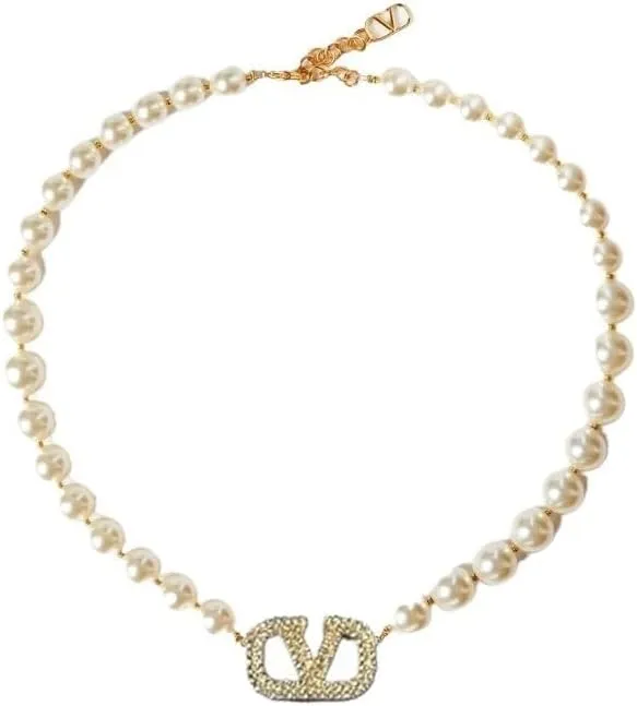 Pearl earrings necklace set women elegant vintage pearl letter pendant earrings handmade pearl necklace with cubic zirconia jewelry for brides, bridesmaids, mother's day, daily commuter jewelry