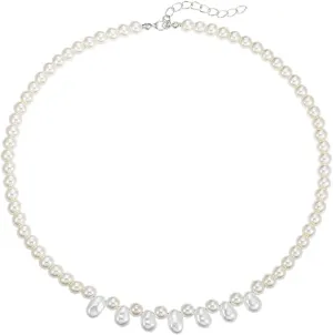 Pearl Necklace 6MM Dainty Round Imitation Pearl Choker Necklace Wedding Pearl Necklace Delicate Jewelry for Women Simple Bridesmaid Jewelry Gifts
