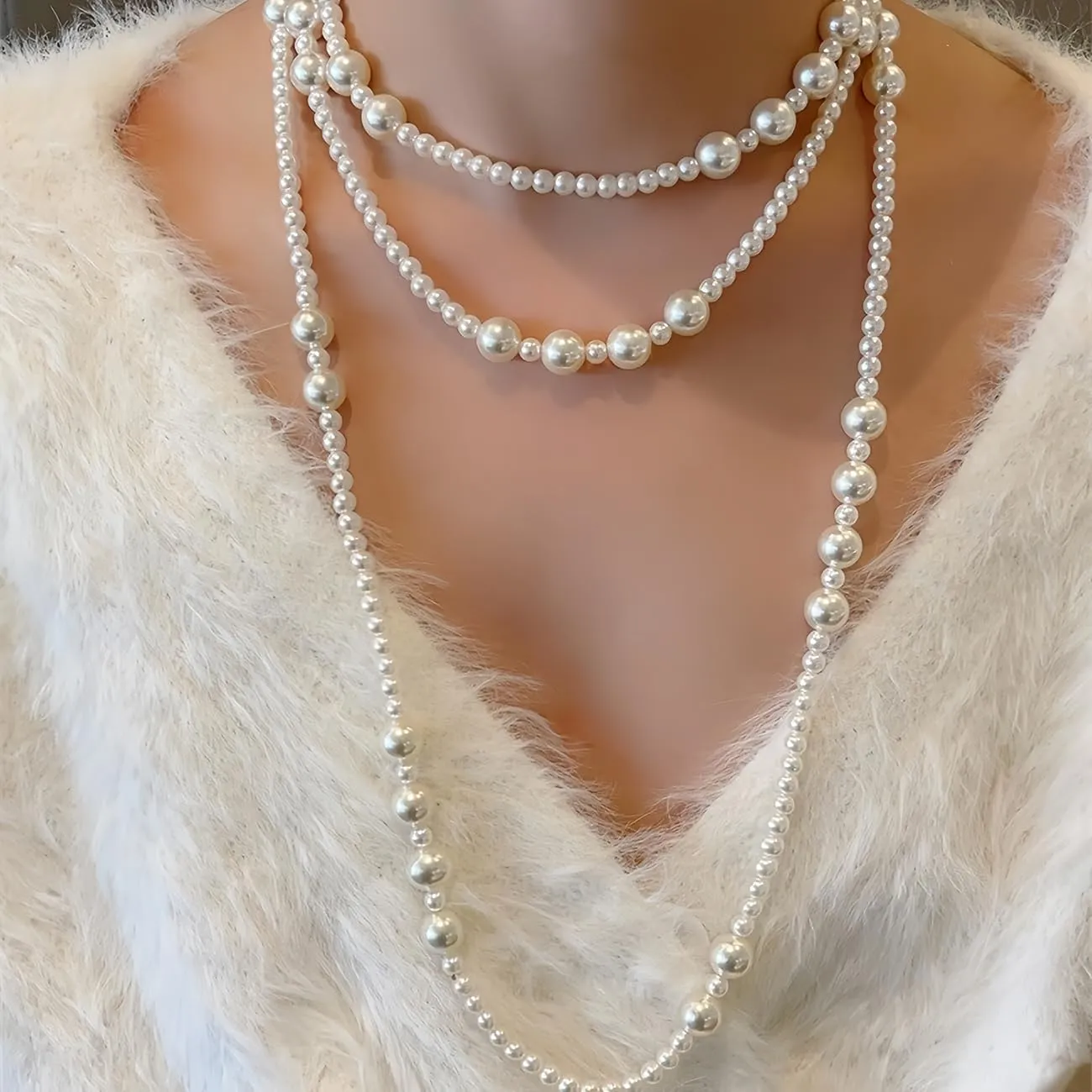 Pearl Necklace for Men, 6mm 8mm White Round Pearl Choker Necklace Fashion Jewelry with Delicate Box for Men Women Teens