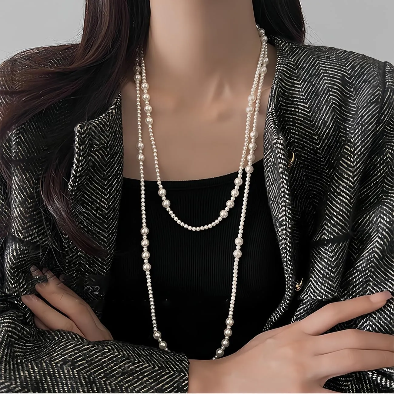 Pearl Necklace for Men, 6mm 8mm White Round Pearl Choker Necklace Fashion Jewelry with Delicate Box for Men Women Teens