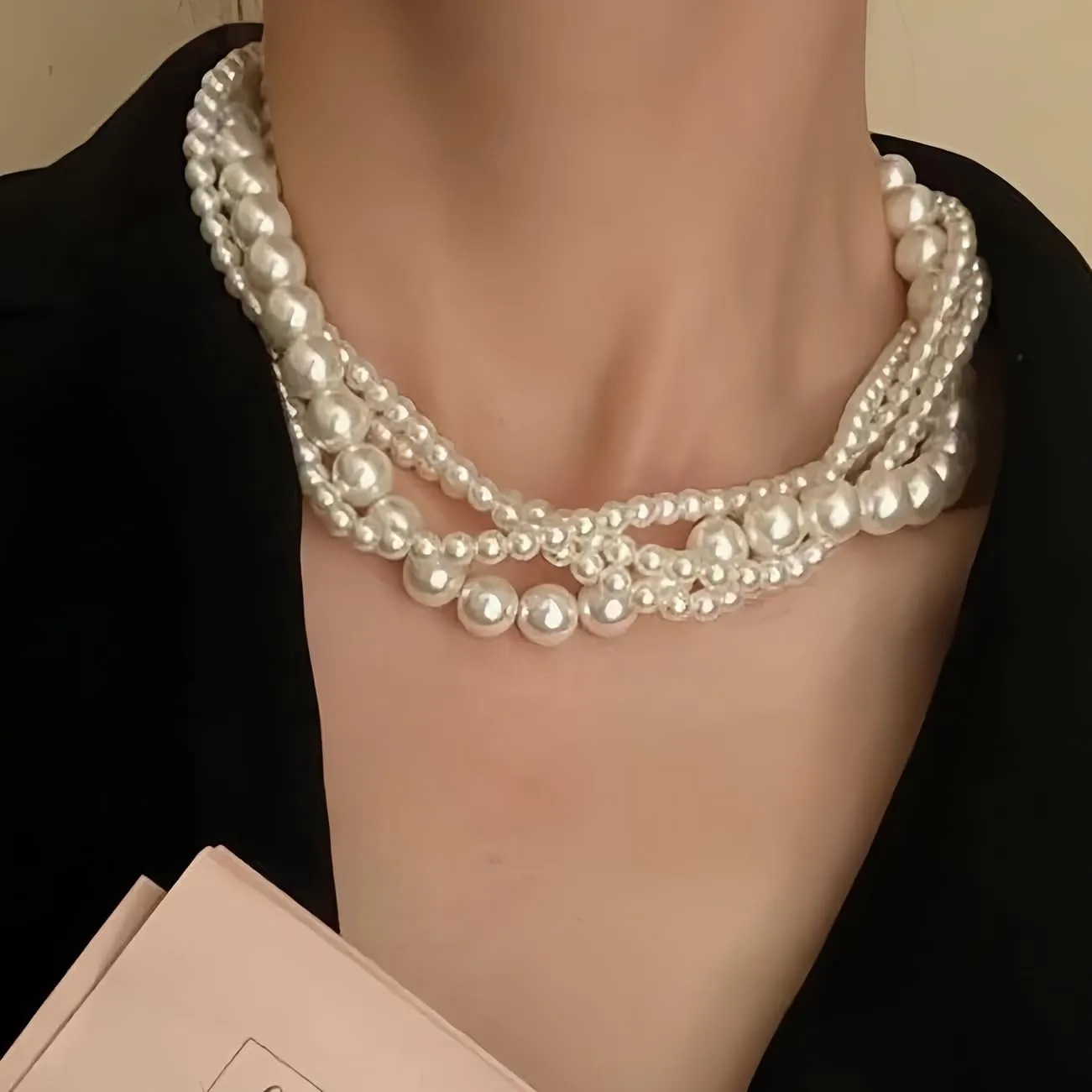 Pearl Necklace for Men, 6mm 8mm White Round Pearl Choker Necklace Fashion Jewelry with Delicate Box for Men Women Teens