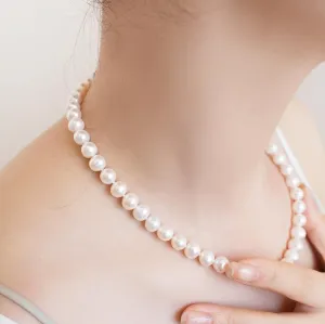Pearl Necklace for Women Men, Genuine Pearls Strand Necklace Choker, Delicate Costume Pearl Necklace Jewelry Set for Women, Birthday Wedding Holiday Gifts