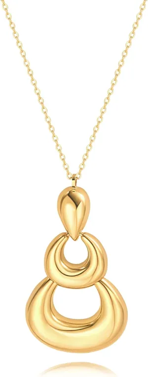 PEARLADA 18k Gold Chain Long Necklace, Boho Sweater Necklace for Women, Geometric Pendant Y Necklace