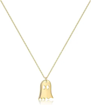 Pencros Dainty Pendant Necklace,18K Gold Plated Pumpkin Ghost Hammered Coin Delicate Chain Minimalist Simple Halloween Jewelry Friend's Gift
