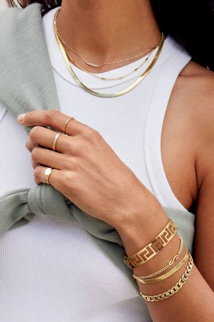 PERNNLA PEARL Dainty Gold Bar Bracelet for Women Simple Delicate Thin Cuff Bangle Hook Bracelet 18K Gold Plated Handmade Minimalist Jewelry
