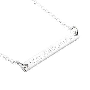 Personalized Gift Coordinate GPS Necklace GPS Coordinate Personalized Gold Silver and Rose Gold Bar Plate with Delicate Dainty Charms