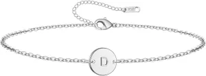 Personalized Initial Bracelet for Women Stainless Steel Letters Bracelet Delicate Coin Dainty Disc Alphabet Charm Bracelet Monogram Name Bracelet