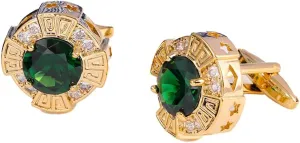 Personalized Men's Fashion Green Zircon Gold Copper French Shirt Cufflinks