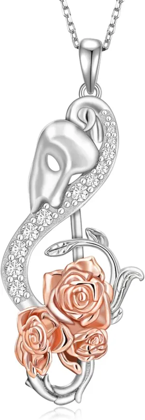 Phantom of the Opera Necklace 925 Sterling Silver Phantom of the Opera Merchandise Necklace Broadway Music Theater Gifts for Women Men