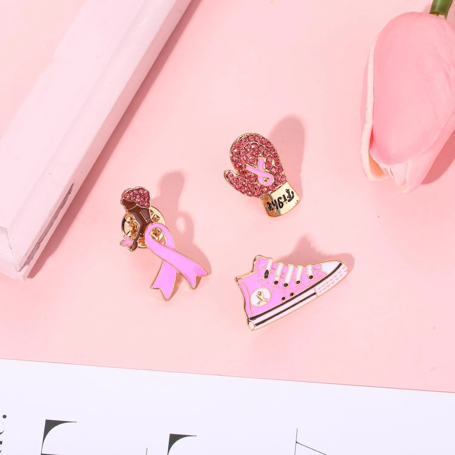 Pink Ribbon Pin Breast Cancer Gifts for Women Girls Breast Cancer Awareness Lapel Pins Hope Love Fight Hope Official Ribbon Pins Breast Cancer Brooch