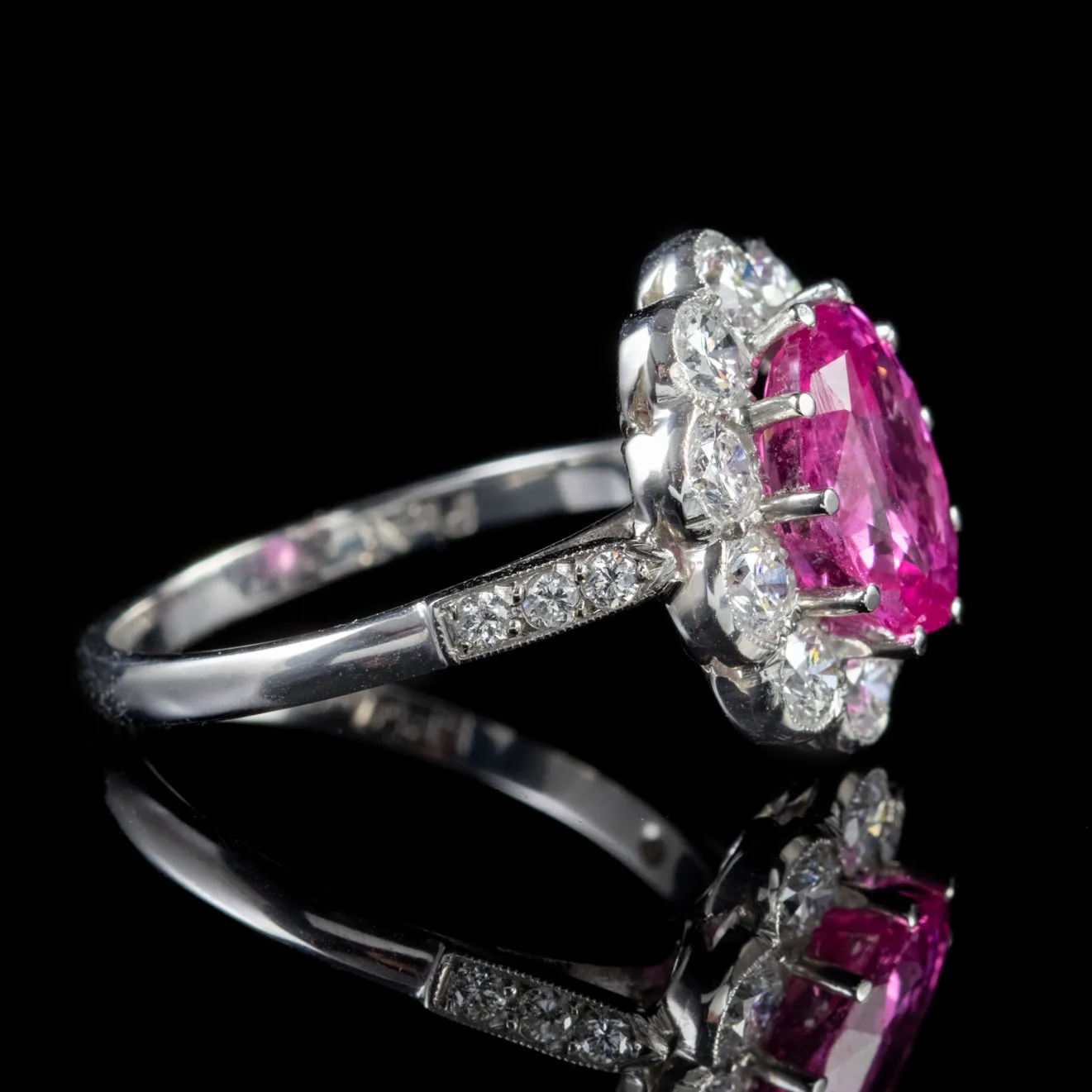 Pink Sapphire Diamond Ring Platinum 3.50Ct Sapphire 1.70Ct Diamond