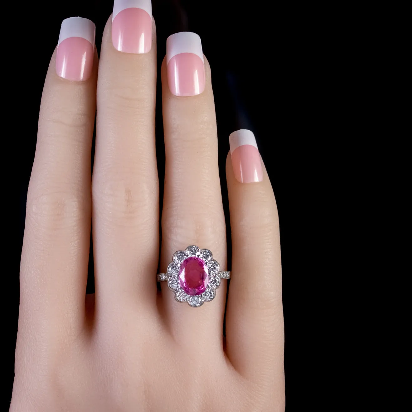 Pink Sapphire Diamond Ring Platinum 3.50Ct Sapphire 1.70Ct Diamond