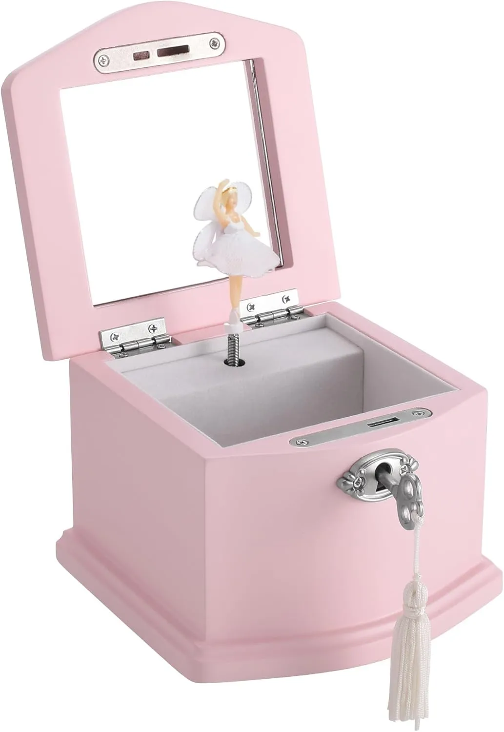 Pink Small Ballerina Musical Jewelry Box with Mirror and Lock for GirlsPink Kid's Jewelry Storage Music Chest,Gift for Christmas,New Year,Birthday