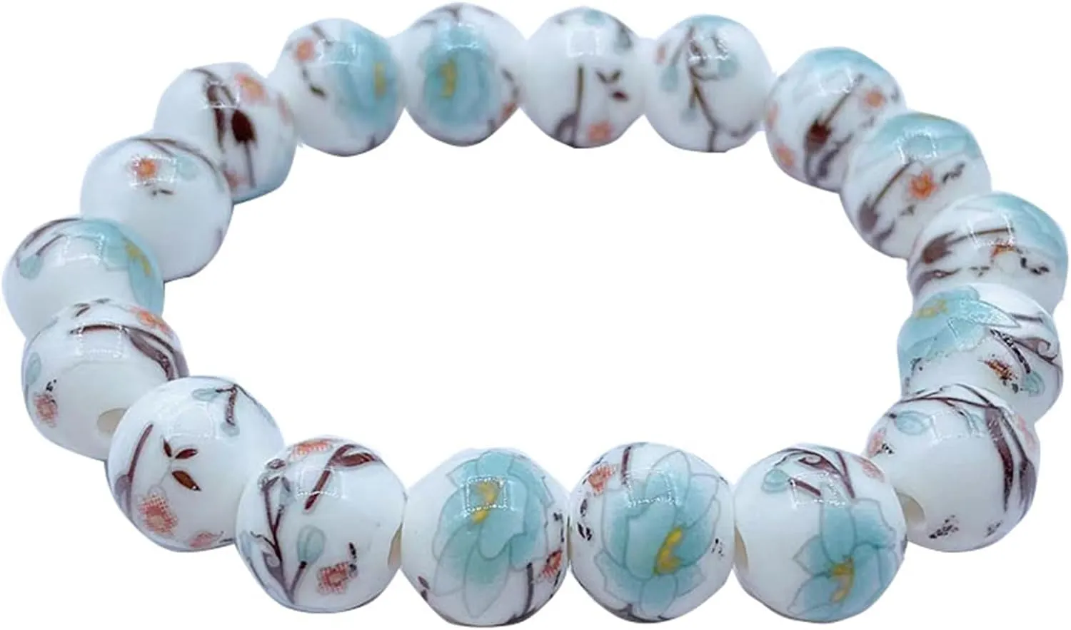 Porcelain Beads Bracelet for Women Elegant Vintage Style Blue Flower Ceramics Bracelet Chinese Style Celadon Wrist Bracelet Sunflower Bracelets
