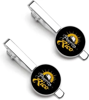 PR State Baseball Sunrise Tie Clips for Men Stylish Neck Tie Bar Ideal Gift for Anniversary Wedding Business