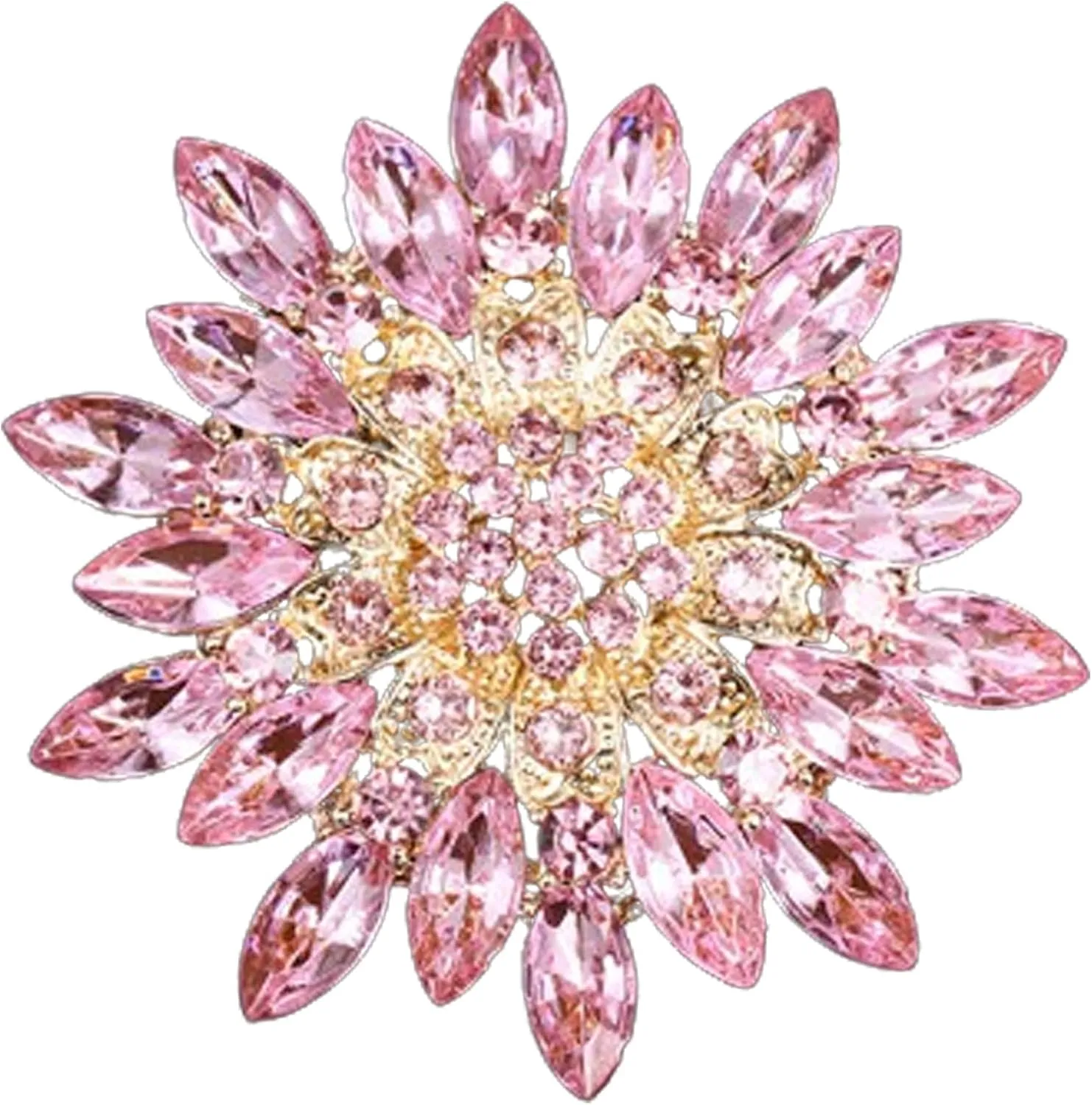 Premium Rhinestone Sunflower Brooch Pin for Women,Pink/White/Red/Black Flower Brooch Stylish Elegant Crystal Brooch Clothing Hat Bag Accessories Jewerly Gifts