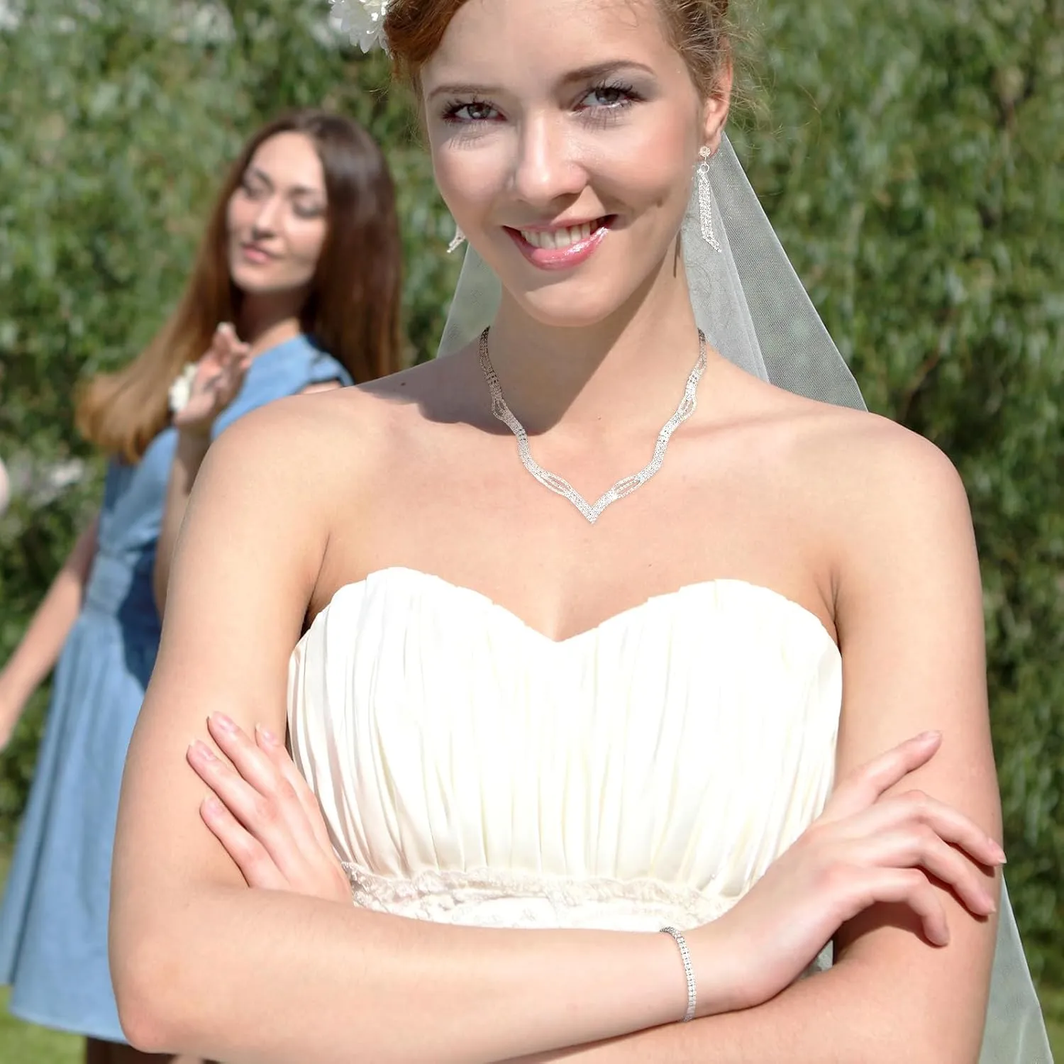 Prom Earrings Necklace Bracelet Set Elegant Crystal Necklace Earrings Bracelet Bridal Wedding Prom Costume Jewelry Sets for Women