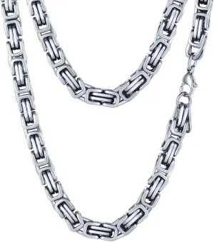 PROSTEEL 4MM/6MM/8MM Stainless Steel Necklace for Men, Stylish and Cool, Byzantine Chain Black Gold Silver Tone, 18-30 Inches, Come with Box