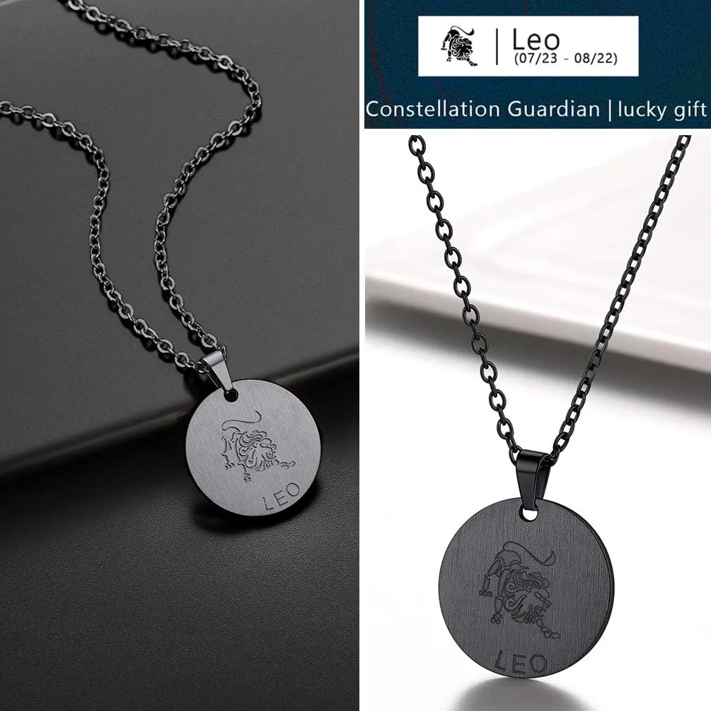 PROSTEEL Stainless Steel Zodiac Star Sign Constellation Horoscope Pendant Necklace Idea Men Women