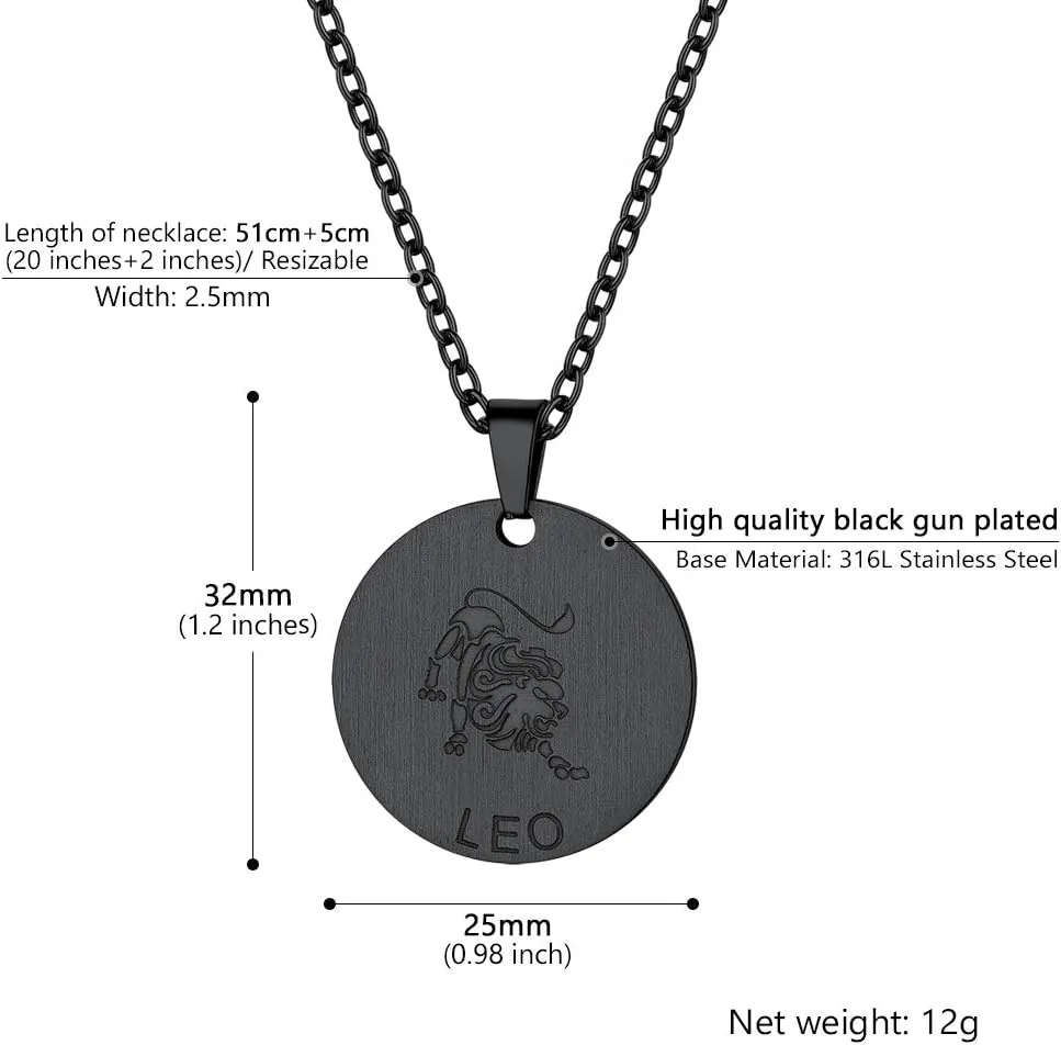 PROSTEEL Stainless Steel Zodiac Star Sign Constellation Horoscope Pendant Necklace Idea Men Women