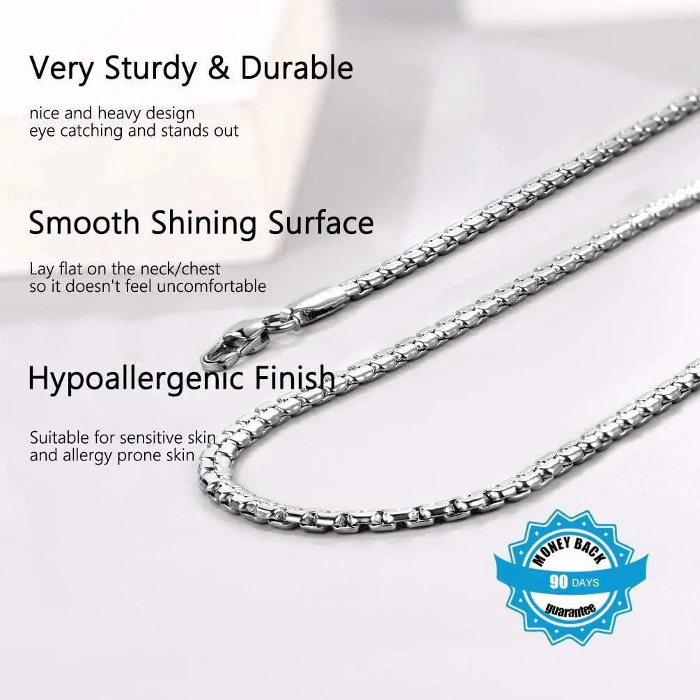 PROSTEEL Stylish Stainless Steel Round Link Chain Necklace for Men, 2mm/4mm/6mm. Silver/Gold/Black Tone, Hypoallergenic Jewelry, 14"-30", Come with Box