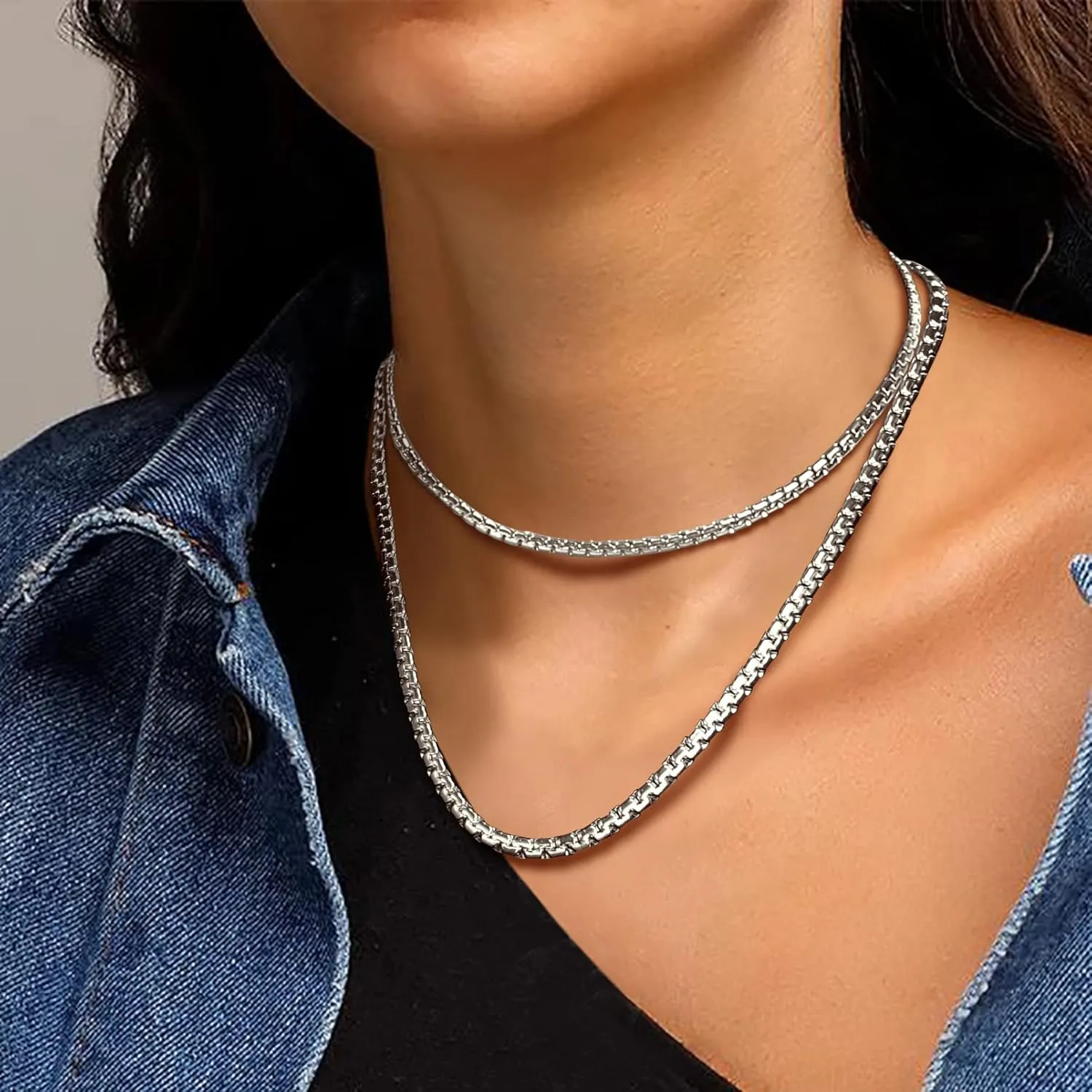 PROSTEEL Stylish Stainless Steel Round Link Chain Necklace for Men, 2mm/4mm/6mm. Silver/Gold/Black Tone, Hypoallergenic Jewelry, 14"-30", Come with Box
