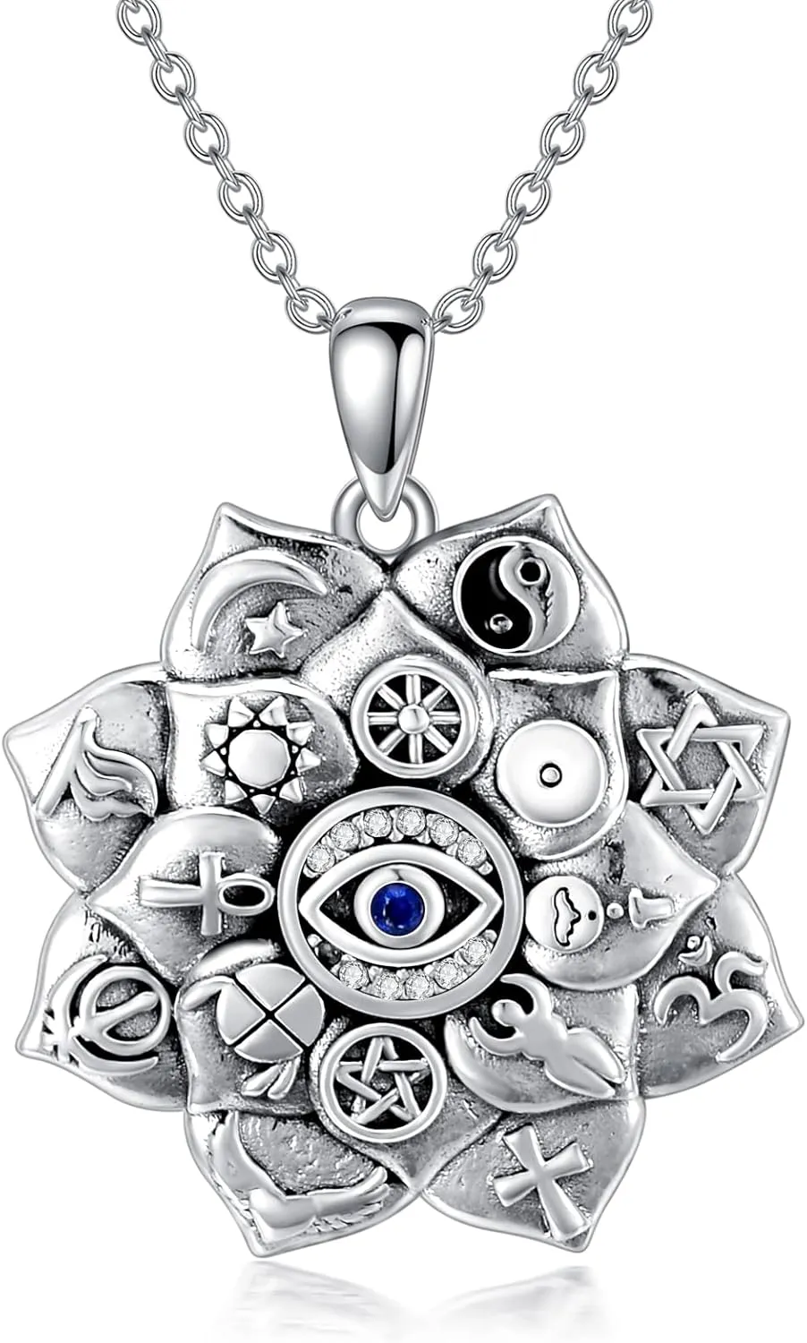 Protection Necklaces Hamsa/Evil Eye/Lotus Flower/Ankh/Eye of Horus/Elephant/Yin Yang Necklace Amulet Spiritual Jewelry Pendant Gifts for Women Men