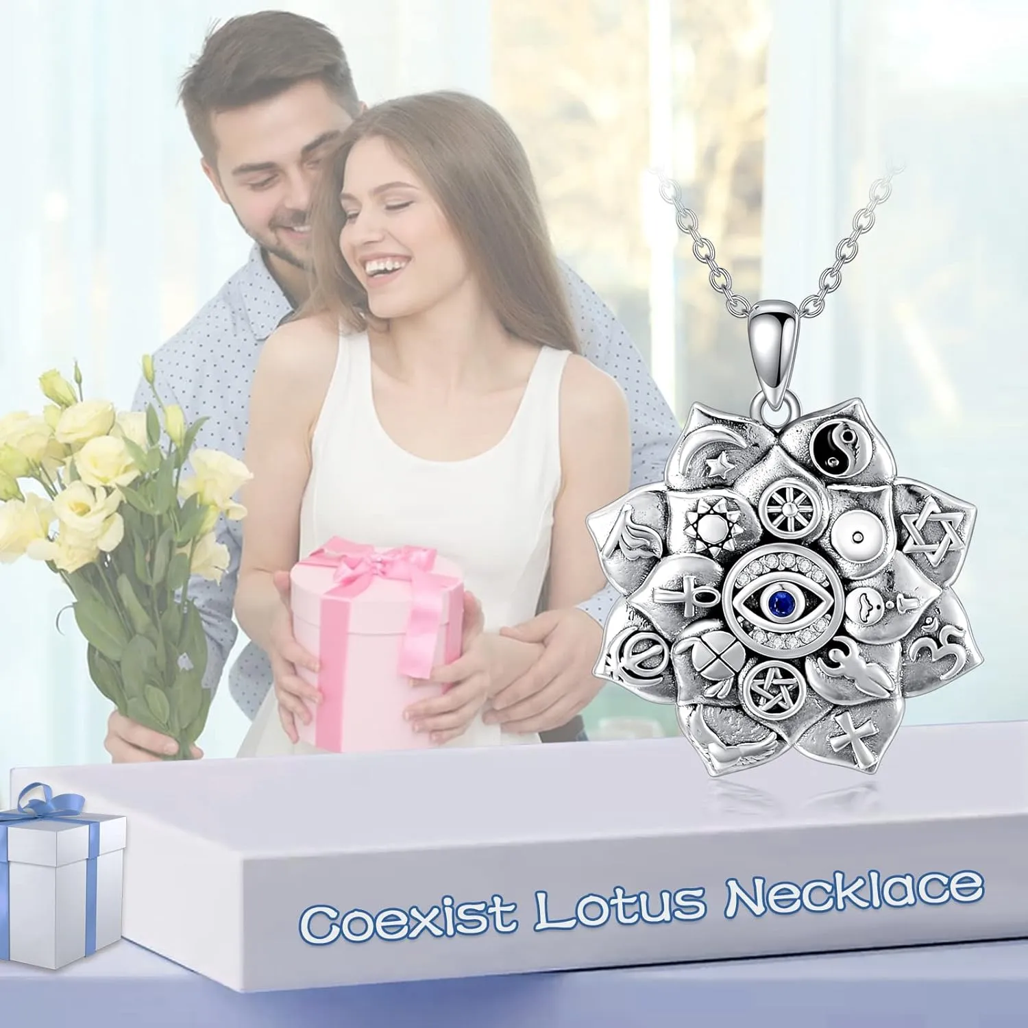 Protection Necklaces Hamsa/Evil Eye/Lotus Flower/Ankh/Eye of Horus/Elephant/Yin Yang Necklace Amulet Spiritual Jewelry Pendant Gifts for Women Men