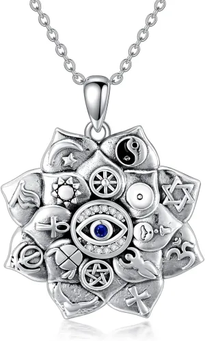 Protection Necklaces Hamsa/Evil Eye/Lotus Flower/Ankh/Eye of Horus/Elephant/Yin Yang Necklace Amulet Spiritual Jewelry Pendant Gifts for Women Men