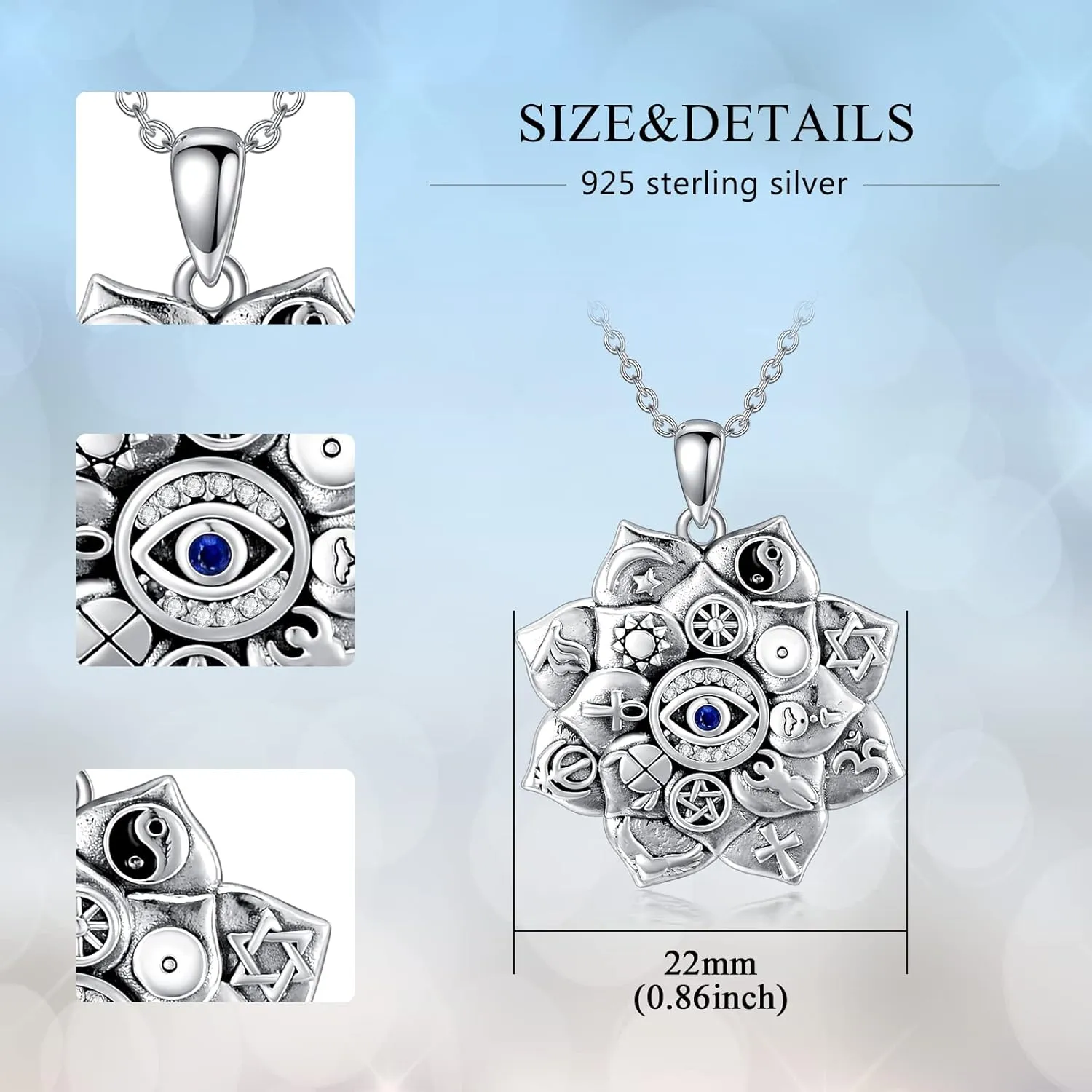 Protection Necklaces Hamsa/Evil Eye/Lotus Flower/Ankh/Eye of Horus/Elephant/Yin Yang Necklace Amulet Spiritual Jewelry Pendant Gifts for Women Men